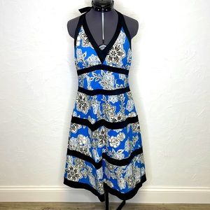 Madison Leigh Blue & Black Floral Halter Sundress